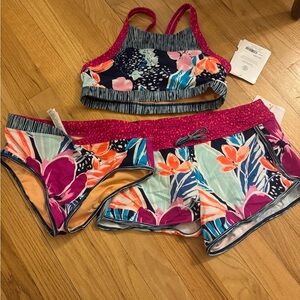 Athleta Girl Swim Set - Pink, Blue, Orange Floral - XL/14
